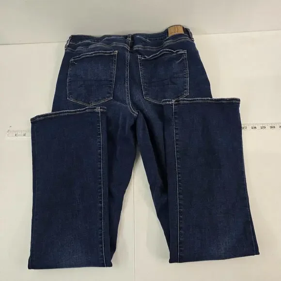 American Eagle high-rise skinny kick jeans blue denim womens next level 14 long - Picture 2 of 11